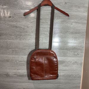 Jack Georges Genuine Leather Voyager Brown Convertible Backpack Messenger Bag